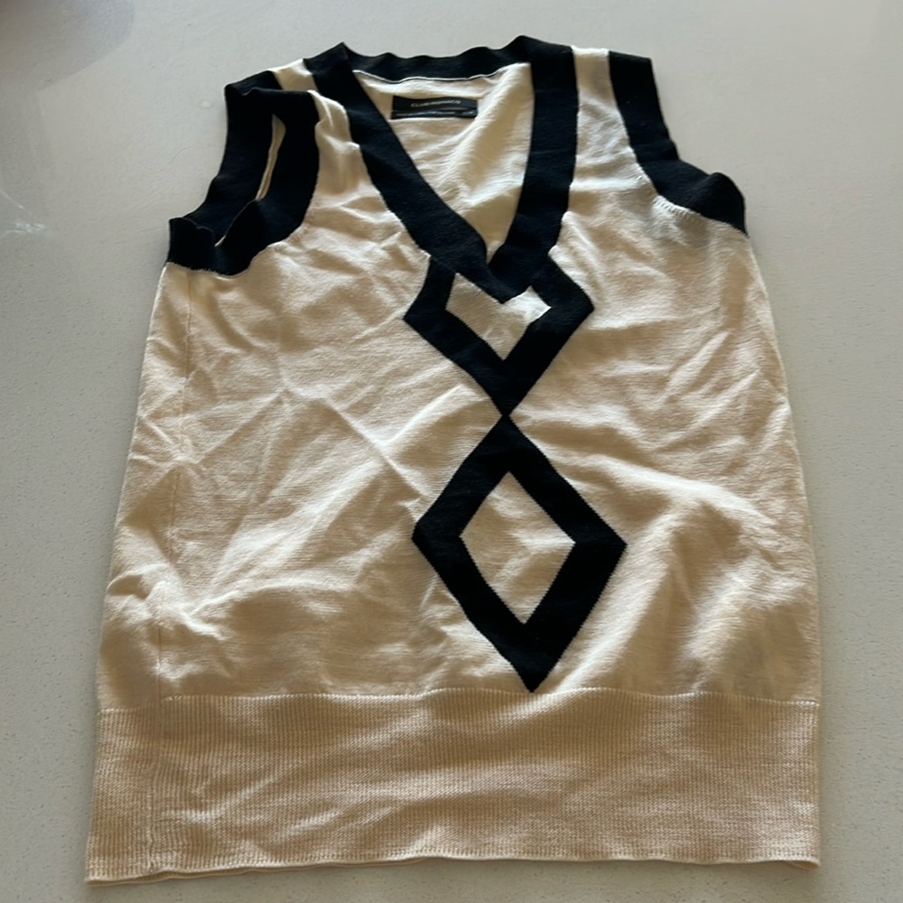 Club Monaco vest with argyle white and black barely worn